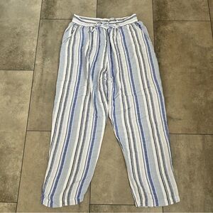 BLUE LIFE blue striped lightweight drawstring pants M